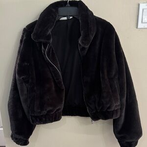 No Boundaries Black Faux Fur Jacket NWOT